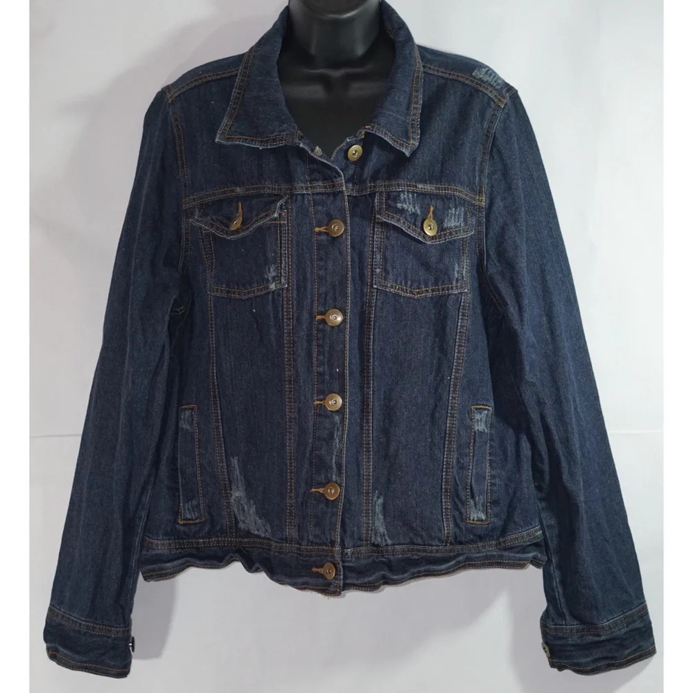 Forever 21 Jean Jacket Distressed  Denim Size 1X - Picture 8 of 8